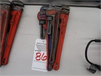 LOT, ASSORTED RIDGID PIPE WRENCHES