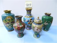 (5) Cloisenne Vases (7"-9")