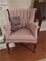 Vintage queen Anne Leg pink channel back chair