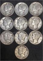 $1 Face Silver Mercury Dimes