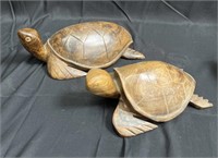 Wooden turtle 12" x 8” smaller turtle 10” x 7”