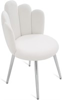 BOWTHY White Vanity Chair  Velvet  Metal Legs