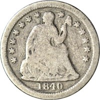 1840-O DRAPERY HALF DIME - GOOD, FINE SCRATCHES