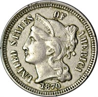 1870 NICKEL THREE CENT PIECE - XF