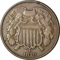 1870 TWO CENT PIECE - VF+