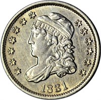 1831 BUST HALF DIME - AU+ DETAILS, CLEANED