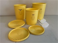 VTG Set of 3, Yellow Tupperware Canisters