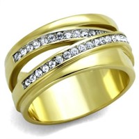 Two-tone Gold-ion Plated .08ct White Sapphire Ring
