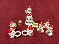 9 Christmas Miniature Figurines and Bell by