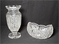 German Lead Crystal Vase & Bowl
