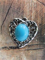 TURQUOISE HEART PENDANT ROCK STONE LAPIDARY SPECIM