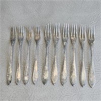 Cocktail Forks (6 & 4) Silverplate