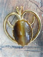 CATS EYE HEART PENDANT ROCK STONE LAPIDARY SPECIME