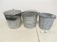 3 Galvanized Metal Buckets