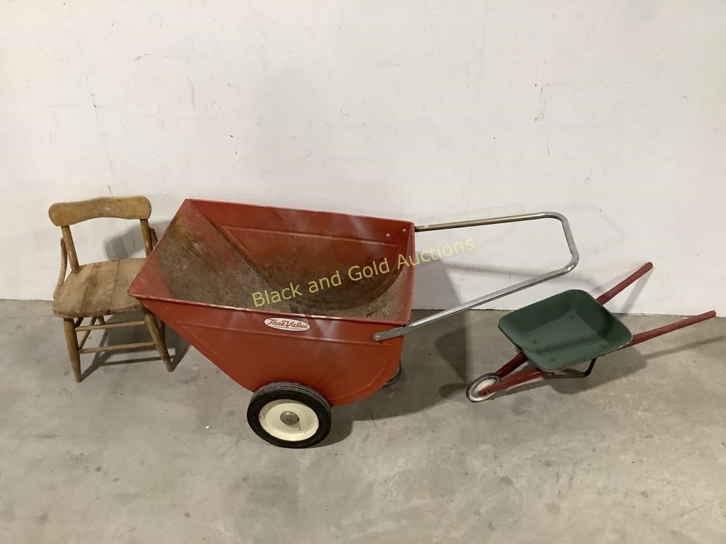 True Value Wheelbarrow, Small Wheelbarrow, Chair