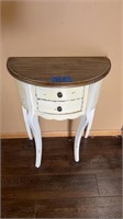 Half circle table with 2 drawers/wood top