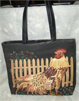 Isabella Fiore Rooster & Hen Beaded Canvas Purse