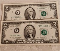 Two $2 Bills in Sequence