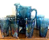 Carnival Pitcher and 6 glasses
