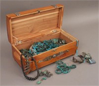 Wooden Box with Turquoise Gemstones