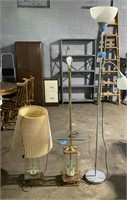 (EF) 2 Floor Lamps and Table Lamp 71” 58” 32”