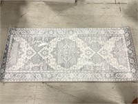 Grey & white decorative pattern kitchen runner rug