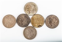 Coin (6) Morgan & Peace Silver Dollars