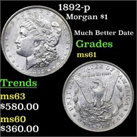 1892-p Morgan $1 Grades BU+
