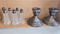 Sterling Silver Candle Holders and Salt Pepper