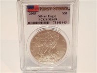 2005 FIRST STRIKE SILVER EAGLE PCGS MS69 GRADED
