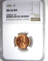 1955 Cent NGC MS66 RD