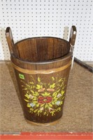 Wooden Umbrella Holder with Painted Flowers