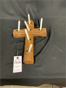 Large brown cross candle holder