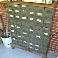 Full 54-Drawer Hardware Organizer on Cart