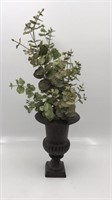 Metal Pedestal Vase With Greenery