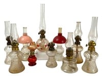 10 Small Vintage Glass Oil Lamps