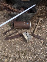 Rubber bucket with barbs and old tools