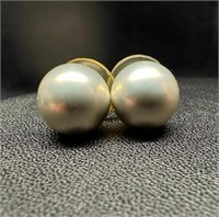 14k Gold Majorica Pearl Earrings