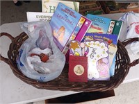 26" Wicker Basket w/Childrens Books/Blocks