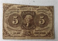 1862 5 Cent Postal Fractional Currency