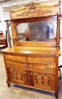 Antique Sideboard / Buffet / Server with Mirror