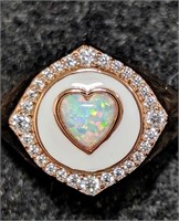 $200 Silver Opal CZ Ring (~weight 3g)