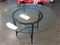 LARGE GLASS TOP KITCHEN TABLE