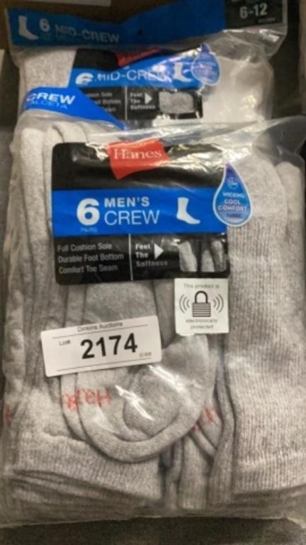 Six pairs of men crew socks