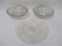 Dugan white Persian Garden plate and 2 6" bowls