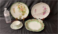 Antique Handled Plates & German Porcelain Cup
