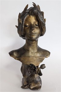 Undine French Art Nouveau Spelter Bust