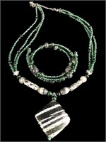 Polished Green Stone & Bead Jewelry