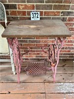 Antique Sewing Machine Base with Wooden Top