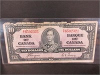 EARLY 1937 BANK OF CANADA TEN DOLLAR BANK NOTE